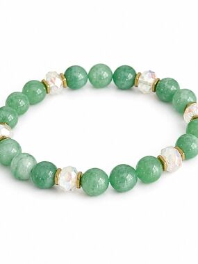 8 mm Green Jade Beaded Stretch Bracelet by